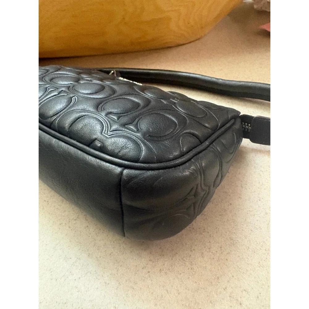 Coach Nolita 19 Black Signature Leather Y2K Wristlet Shoulder Bag